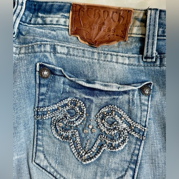 Bedrock for Express Light Blue Flare Jeans EUC - Picture 6 of 12